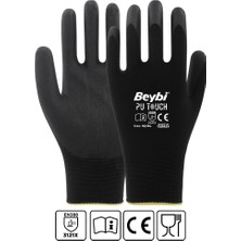 Uslucan Alışveriş Beybi 7 Beden 12LI Paket Poliüretan Kaplı Pu Touch Siyah Montaj Eldiven EN388 (3121X)