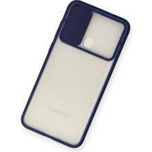 No35 Newface Samsung Galaxy A11 Kılıf Palm Buzlu Kamera Sürgülü Silikon - Lacivert