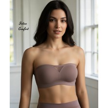 Intive Lingerie Intive Lazer Kesim Dikişsiz Önü Transparan Detaylı Kopçalı Premium Kalite Askısız Straplez Sütyen