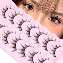 SHC4200 Manga Kirpikler Doğal Görünüm, 7 Çift Anime Tarzı Takma Kirpik, Kabarık ve Dolgun 3D Kirpik Seti, K