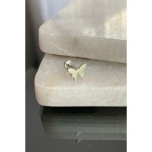 Jaida Moda Unisex Gümüş 316L Cerrahi Çelik Kelebek Figürlü Tragus Labret Helix Piercing