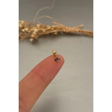 Jaida Moda Unisex Gold Renk Kare Zirkon Taşlı Tragus Helix Piercing 6mm