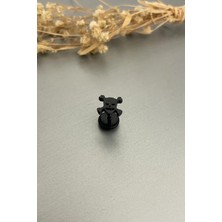 Jaida Moda Unisex Siyah Renk Kuru Kafa Figürlü Çelik Piercing Küpe