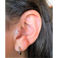 Jaida Moda Kadın Gri Cerrahi Çelik Üçgen Zirkon Taşlı Tragus Helix Piercing