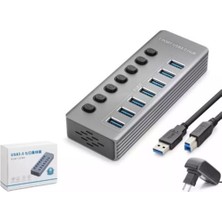 Negok Hadron HDX7047 USB Hub 3.0 7-Usb 7-Anahtarlı 5gbps High Speed 7ın1 Gri