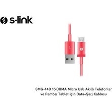 AK-SA-STR S-Link SMG-140 1.3A Micro USB Pembe Data+Şarj Kablosu