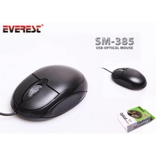 Uslucan Alışveriş Everest SM-385 Siyah USB Kablolu Optik 800 Dpı 3 Buton Mouse