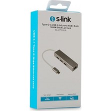 Dukkanıum S-Link SL-UTY1010 Tpye-C To USB 3.0 - 3 Ports + Rj Gıgabıt Ethernet Hub
