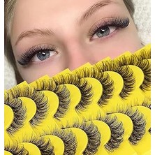 SHC4200 Takma Kirpikler, 10 Çift Rus Tarzı Şerit Kirpik D Kıvrım Doğal Görünüm Yapay Vizon Kirpik, Kadınlar