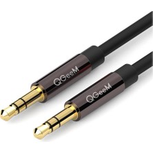 Novis Liora Qgeem QG-AU04BD300 3mt Altın Uçlu Siyah Aux Audio Kablo Erkek-Erkek