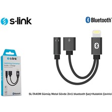 No35 S-Link SL-TA40M Lightning Gri Metal 2ın1 Bluetooth Şarj+Kulaklık Çevirici