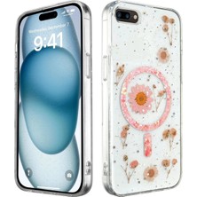 No35 Newface Iphone 7 Plus Kılıf Daisy Simli Magsafe Kapak - Pembe