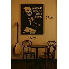 No35 Ahşap Işleme Duvar Süsü- Neşet Ertaş Silüeti- 50 cm x 35 cm