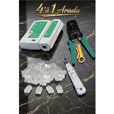 Derwell Network Internet Ethernet Seti RJ45 RJ11 Rj9 8P8C Sıkma Pensesi Cat5 Cat6 Çakma + Kablo Tester + 100 Adet RJ45 Konnektör Utp Jak Seti