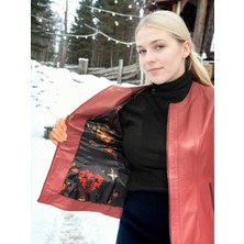 Glam Love Uzun Kollu Deri Ceket - Bordo