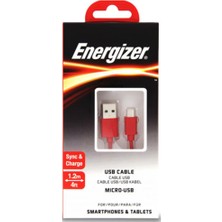 Negok Energizer C12UBMCGRD4 1.2m Flat Micro Kırmızı USB Kablosu