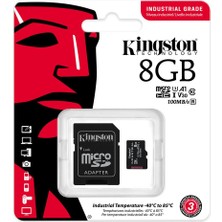 Zemira Kingston Sdcit2-8gb 8gb Microsdhc Industrial C10 A1 Pslc Card + Sd Adapter Hafıza Kartı