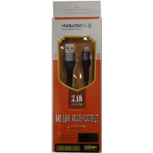 Uslucan Alışveriş Megatech 3.1A Örgülü A Serisi Iph7 Data Kablosu Gri-Siyah