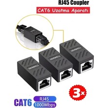 Derwell 3 Adet Gigabit Destekli RJ45 Dişi Dişi CAT5E/CAT6/7/8 Ethernet Lan Ağı Birleştirici Ara Aparatı 3 Tane Internet Kablosu Uzatıcısı