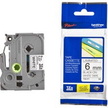 Zemira Brother TZE-211 6 mm Beyaz Üzeri Siyah Laminasyonlu Etiket