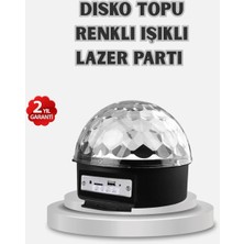 No35 LED Disko Küresi Bluetooth Hoparlörlü Ritimle Senkronize Döner Işıklı