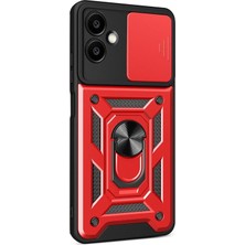 No35 Newface Samsung Galaxy A07 4g Pars Lens Yüzüklü Silikon - Kırmızı