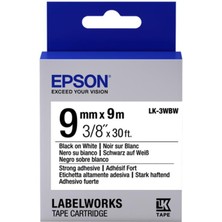 Dukkanıum Epson LK-3WBW Güçlü Yapışkanlı Beyaz Üzeri Siyah 9mm 9metre Etiket