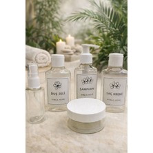 Feyza Design Taşınabilir 5 Parça Banyo Bakım Seti, 100ML Şişe, Sprey ve Krem Kavanozu