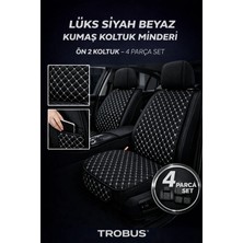 Trobus Mercedes W123 Coupe (Ce) 1976–1985 Uyumlu Kumaş Koltuk Minderi Kapitone Desen Terletmez Ön Iki Koltuk Siyah Beyaz