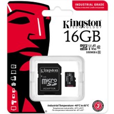 Uslucan Alışveriş Kingston SDCIT2-16GB 16GB Microsdhc Industrial C10 A1 Pslc Card + Sd Adapter Hafıza Kartı