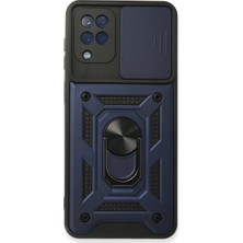 xirshop Samsung Galaxy A22 Kılıf Pars Lens Yüzüklü Silikon - Lacivert