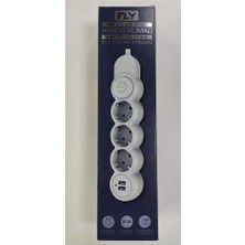 Cash Dukkan Fly 3393-01 3lü 2mt 2.1A Anahtarlı 2usb Şarj Çıkışlı Akım Korumalı 2500W