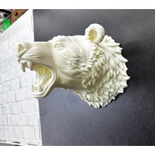 No35 Beyaz Renk 3D Ayı Başı Duvar Dekoru