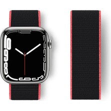 No35 Newface Apple Watch 38MM Hasırlı Cırtcırtlı Kordon - Pembe-Siyah