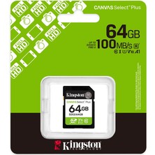 Negok Kingston SDS3-64GB 64GB Sdxc Canvas Select Plus Gen3 100MB-S C10 Uhs-I U1 V10 Hafıza Kartı