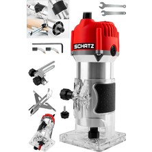 Schatz 600W Bakır Sargılı 6 Kademe Devir Ayarlı Formika Traşlama Avuç Freze Makinesi 6 mm Pens Kırmızı