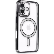 xirshop Iphone 16 Kılıf Joke Simli Magneticsafe Kılıf - Siyah