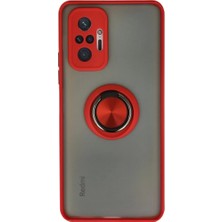 xirshop Xiaomi Redmi Note 10 Pro Kılıf Montreal Yüzüklü Silikon Kapak - Kırmızı