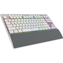 Rampage Beru Beyaz 2.4g + Bt Wireless Red Switch Mekanik Gaming Oyuncu Klavye Slim Rgb