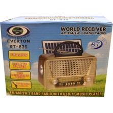 Cash Dukkan Everton RT-836 Bluetooth Fm-Usb-Tf-Aux Solarlı Şarjlı Nostaljik Radyo