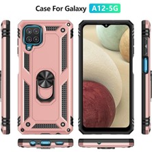 No35 Newface Samsung Galaxy A22 Kılıf Sofya Yüzüklü Silikon Kapak - Rose