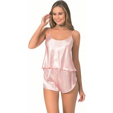 Liyuza Somon Saten Babydoll Şort Takımı