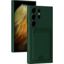 xirshop Samsung Galaxy S24 Ultra Kılıf Kelvin Kartvizitli Silikon - Koyu Yeşil
