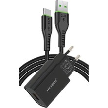 Negok Hytech HY-XE26T Type-C Kablolu 2100MA Ev Şarj 11W + 2,4A Siyah Şarj Adaptör Seti