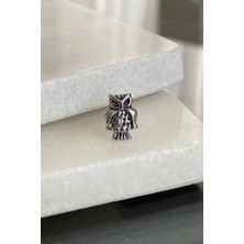 Jaida Moda Unisex Gri Gotik Baykuş Model Helix Kıkırdak Çelik Piercing