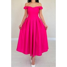 Barış Beauty Fuşya Jakarlı Elbise
