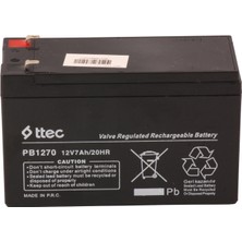 Ttec 12V 7AH-20HR Base Bakımsız Kuru Akü Alarm-Siren Için Ups Uygun Değil 1,75 kg