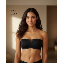 Intive Lingerie Intive Lazer Kesim Dikişsiz Önü Transparan Detaylı Kopçalı Premium Kalite Askısız Straplez Sütyen