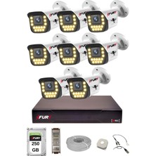 Fury 8 Li Sesli 15 Warm LED Gece Renkli Görüş Su Geçirmez Güvenlik Kamerası Seti 250GB