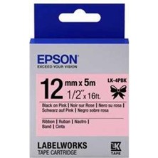 Celik Avm Epson Lk-4pbk Pembe Üzeri Siyah Kurdele 12MM 9 Metre